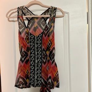 Multi colored sheer top